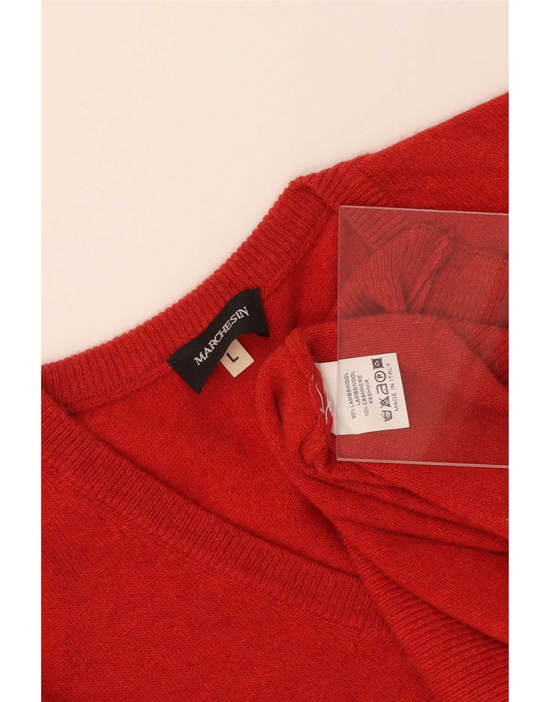 Vintage Mens V-Neck Jumper Sweater Large Red Wool