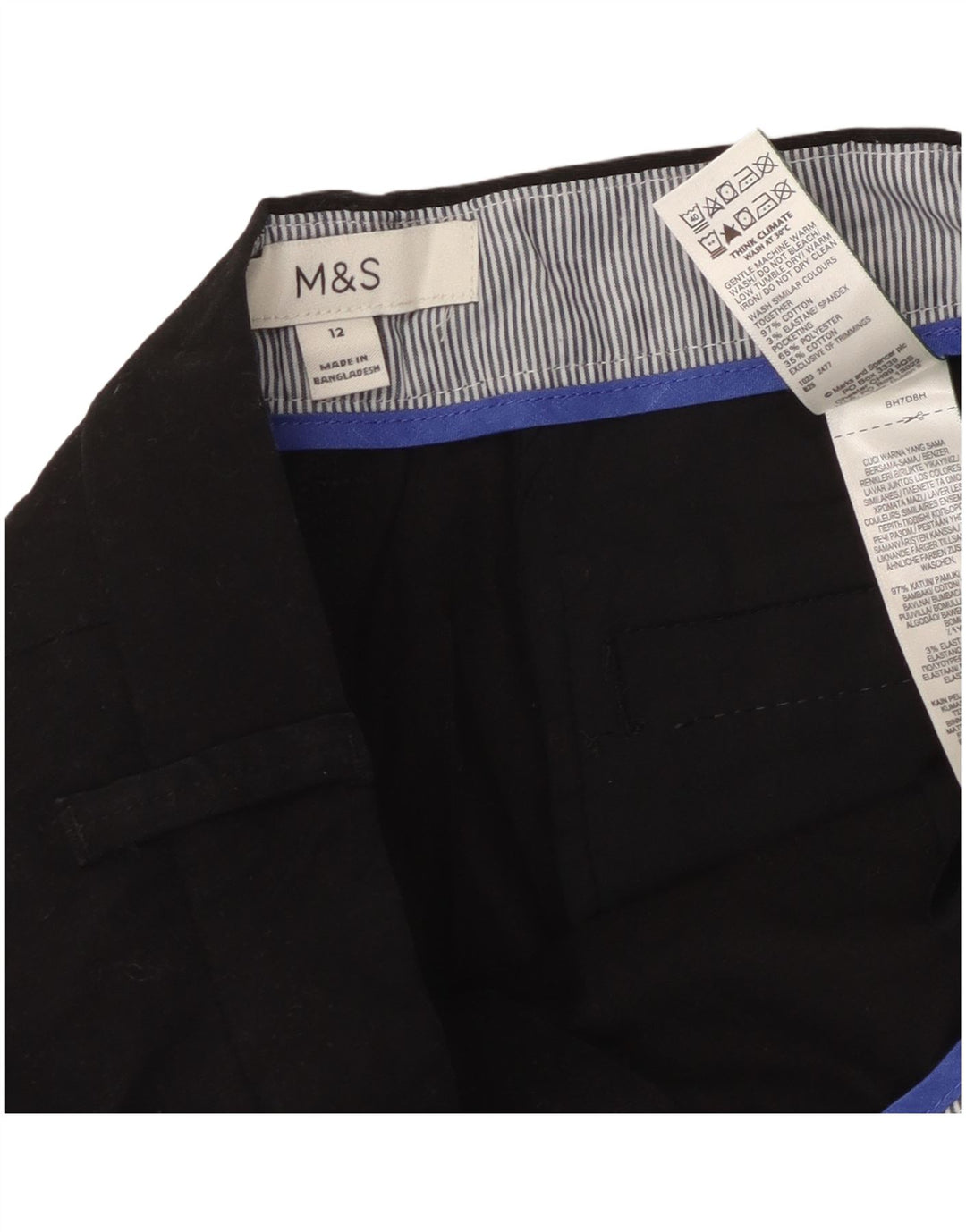 Marks & Spencer Womens Chino Shorts UK 12 Medium W30  Black Cotton