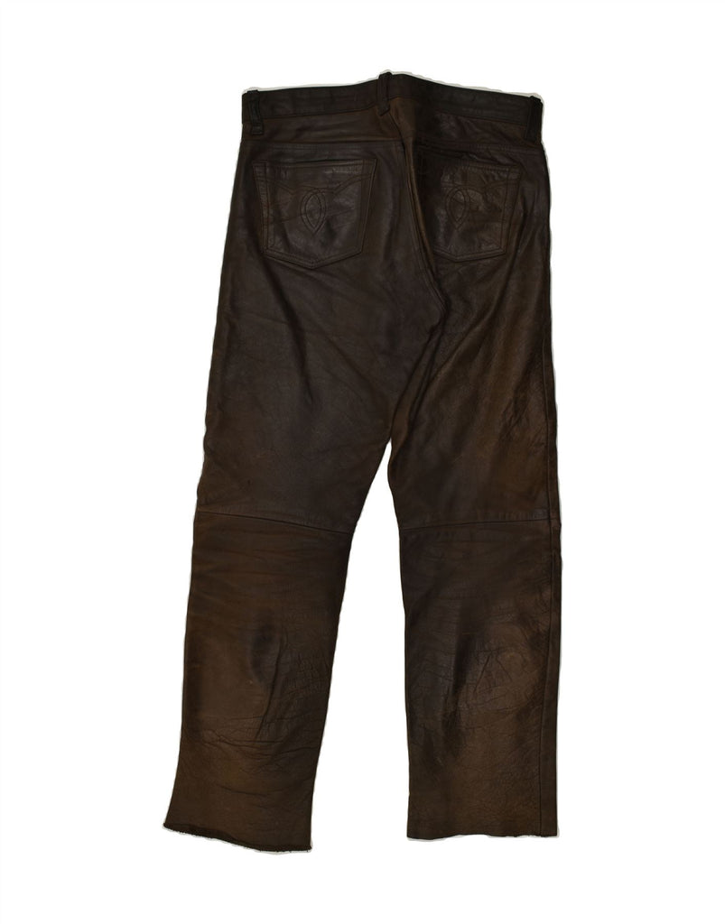 PANTERA Mens Straight Leather Trousers W32 L30  Brown Leather | Vintage Pantera | Thrift | Second-Hand Pantera | Used Clothing | Messina Hembry 