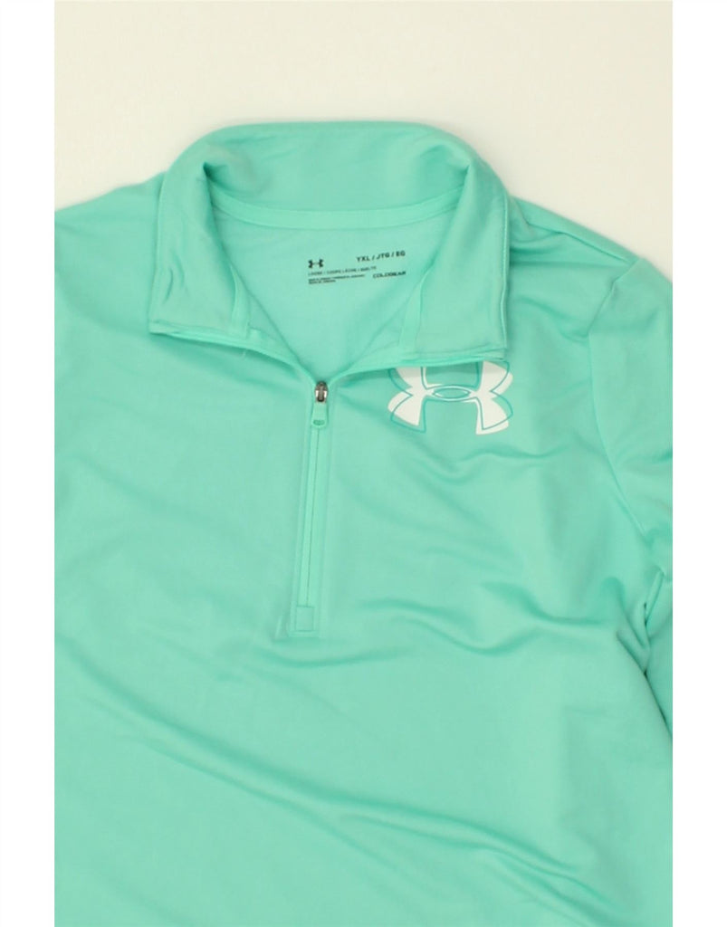 UNDER ARMOUR Boys Zip Neck Pullover Tracksuit Top 15-16 Years XL Green | Vintage Under Armour | Thrift | Second-Hand Under Armour | Used Clothing | Messina Hembry 