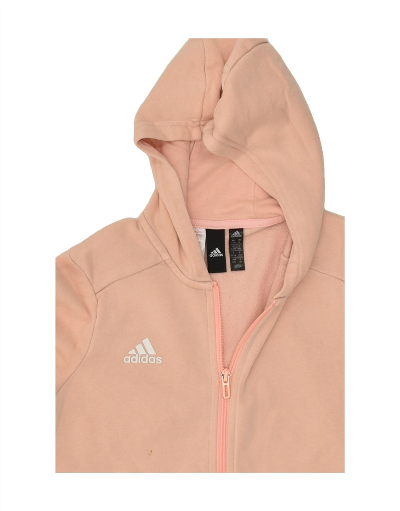 ADIDAS Girls Graphic Zip Hoodie Sweater 11-12 Years Medium  Beige Cotton | Vintage Adidas | Thrift | Second-Hand Adidas | Used Clothing | Messina Hembry 