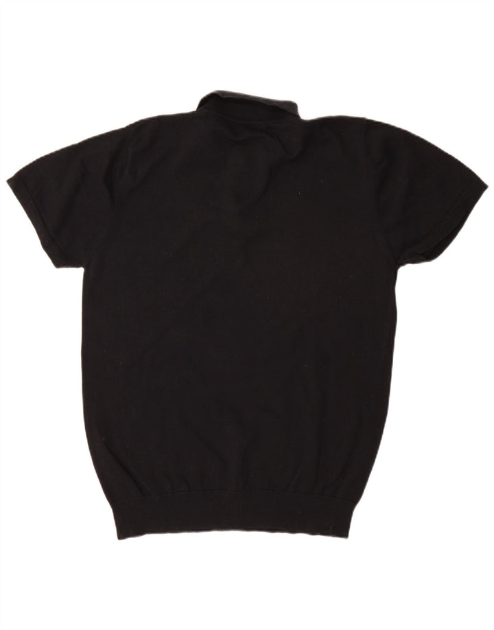 French Connection Mens Short Sleeve Polo Neck Jumper Sweater Large Black