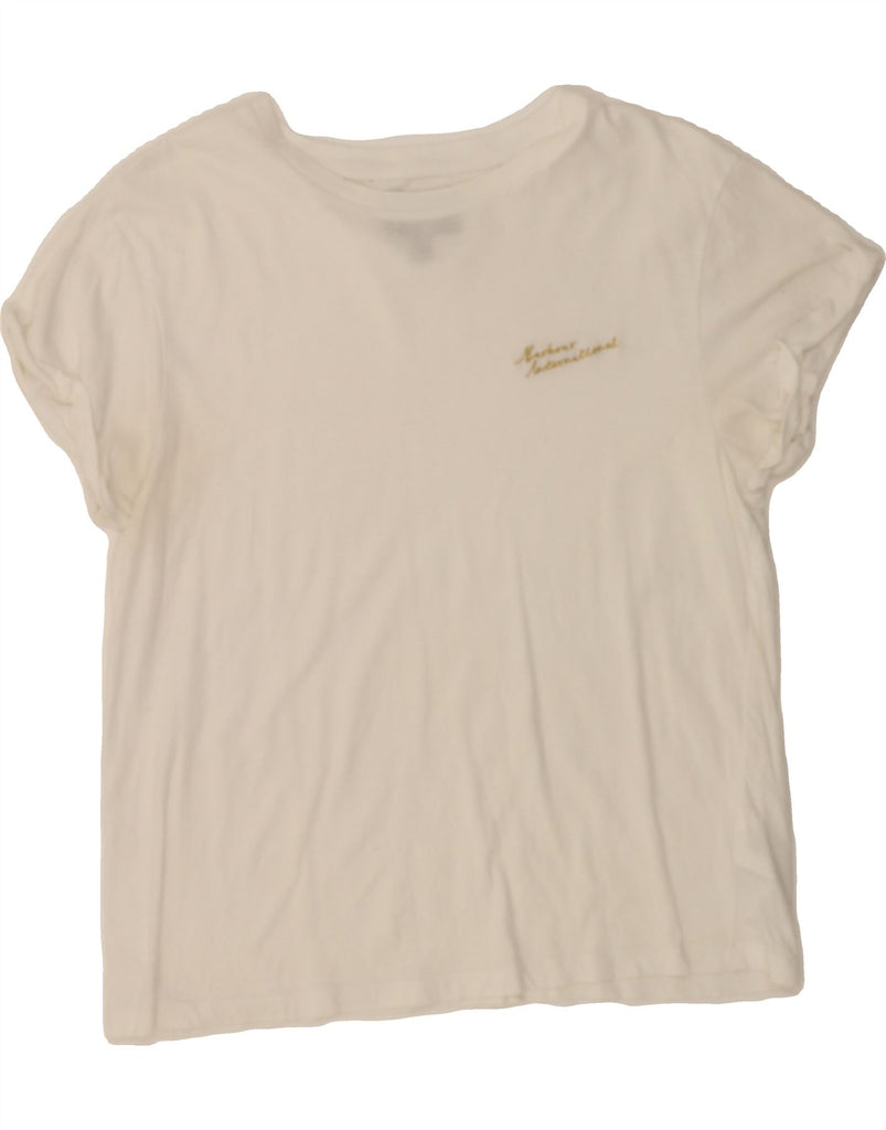 BARBOUR Womens T-Shirt Top UK 12 Medium White Cotton Vintage Barbour and Second-Hand Barbour from Messina Hembry 