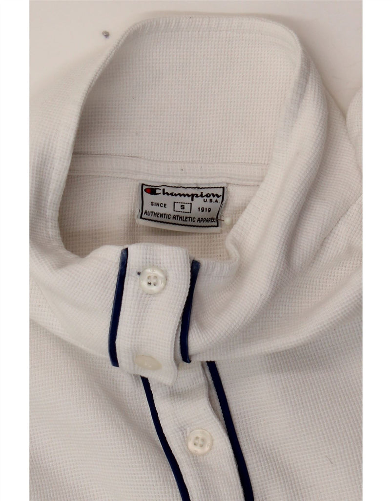CHAMPION Womens Oversized Button Neck Top Long Sleeve UK 10 Small White Vintage Champion and Second-Hand Champion from Messina Hembry 