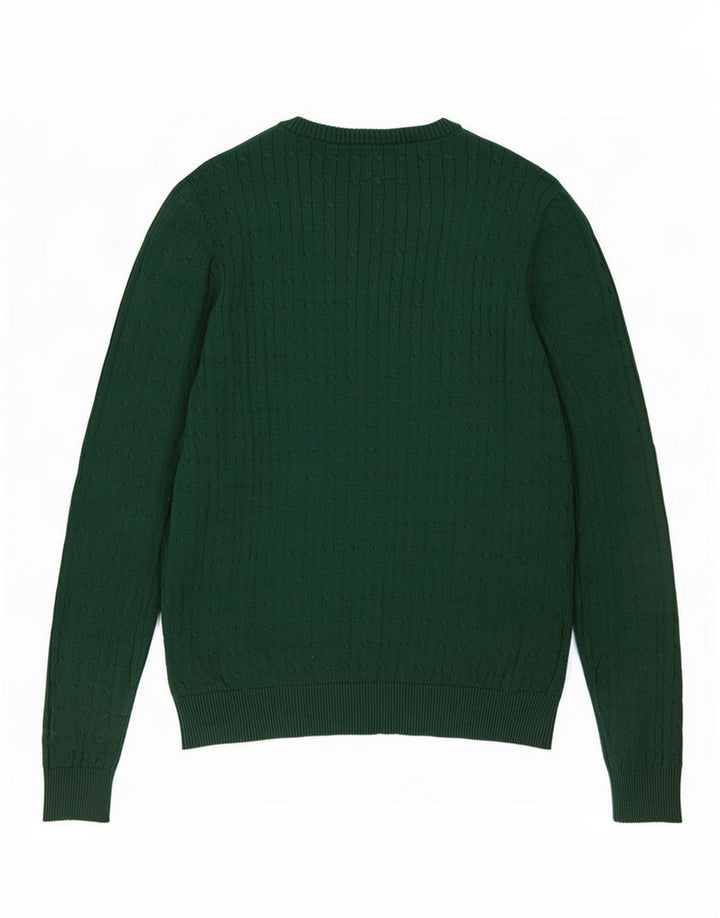 Vintage Mens Crew Neck Jumper Sweater Medium Green Cotton