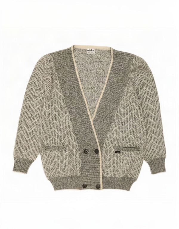 Almira Womens Oversized Cardigan Sweater EU 40 Medium Grey Chevron Wool