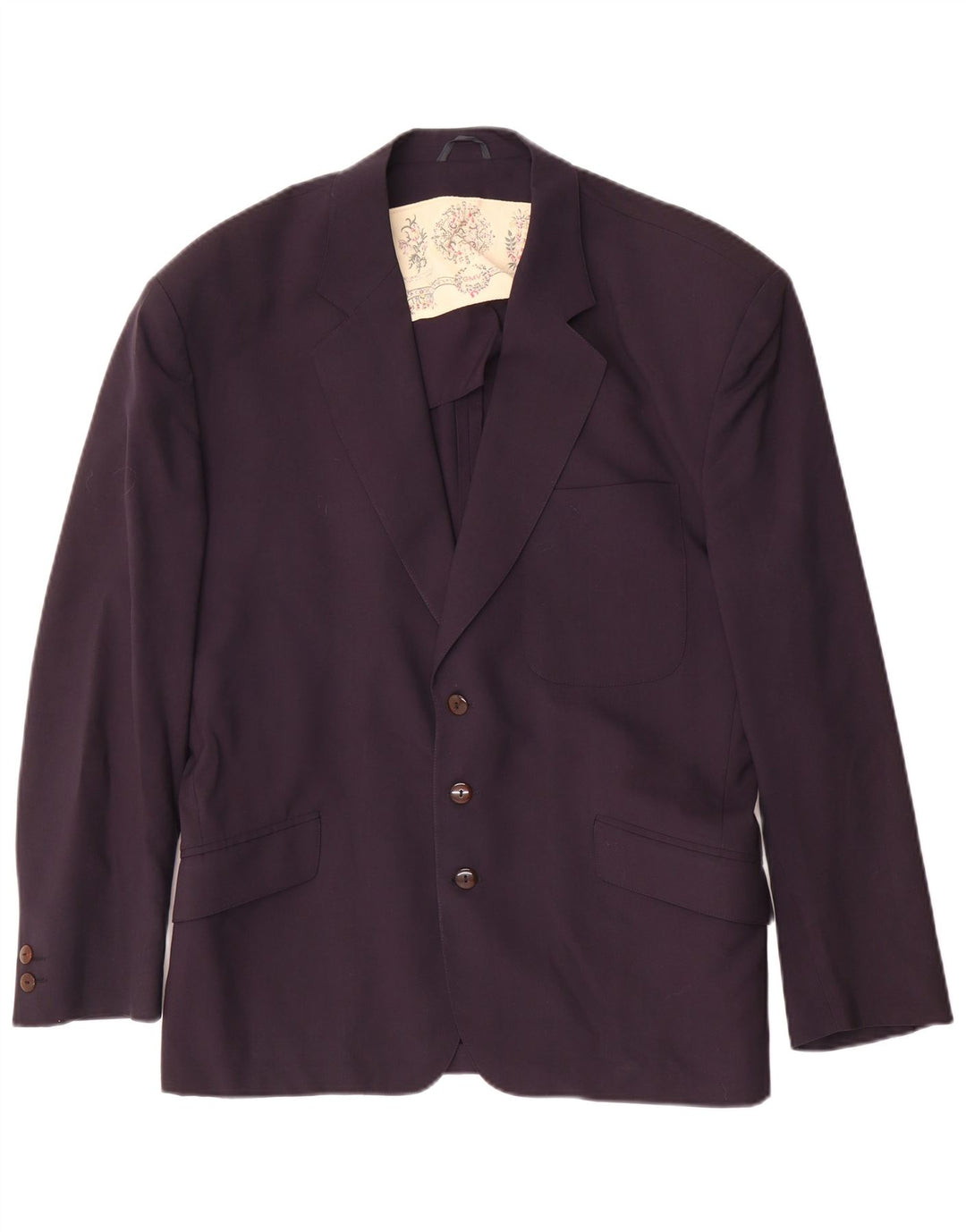 Vintage Mens 3 Button Blazer Jacket IT 50 Large Navy Blue Wool