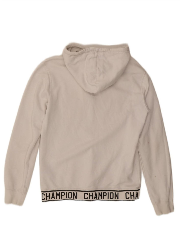 CHAMPION Mens Graphic Hoodie Jumper Small White Cotton