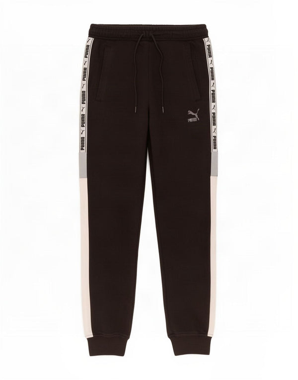 Puma Mens Graphic Tracksuit Trousers Joggers Small Black Colourblock Cotton