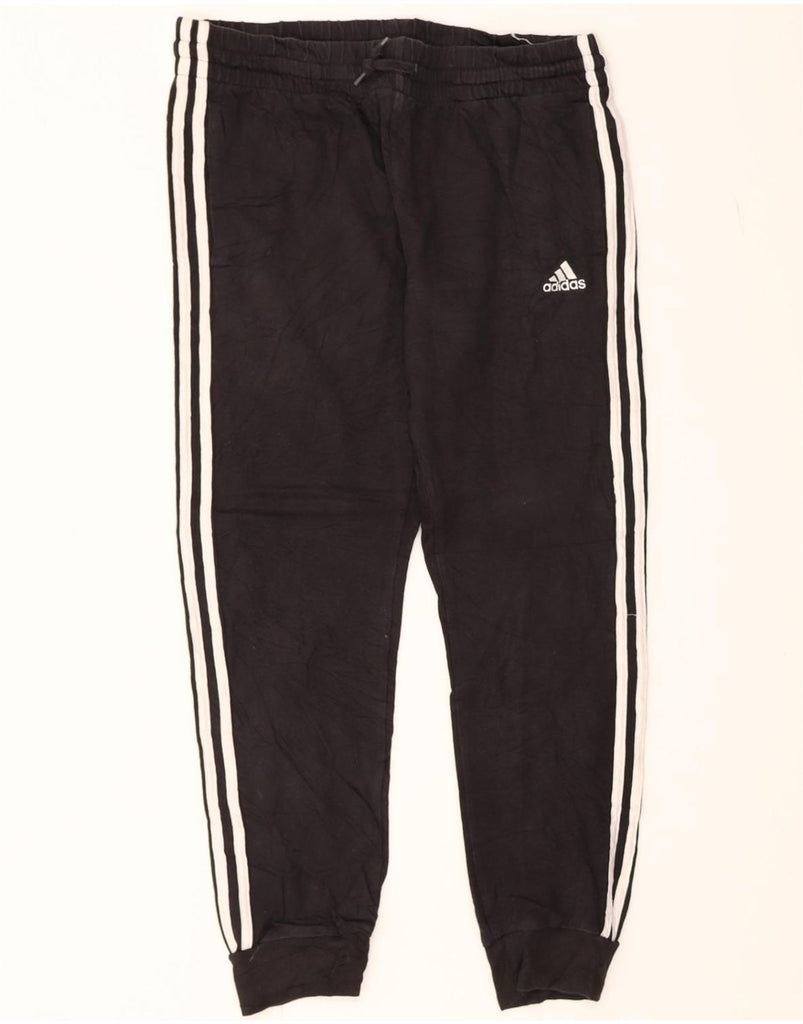 ADIDAS Womens Tracksuit Trousers Joggers UK 14 Large  Black Cotton Vintage Adidas and Second-Hand Adidas from Messina Hembry 