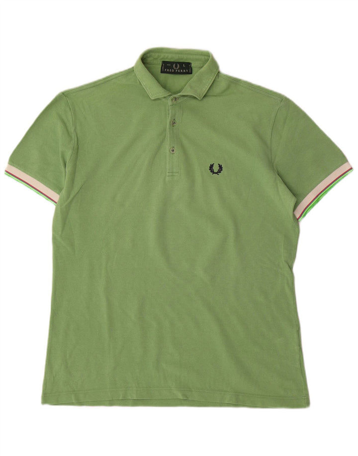 Fred Perry Mens Polo Shirt Large Green Cotton