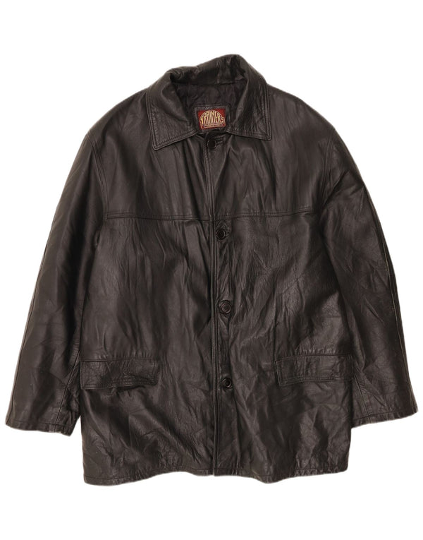 Vintage Mens Leather Jacket IT 56 3XL Black