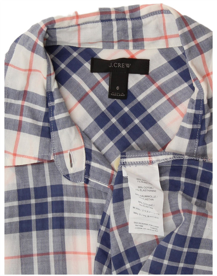J. CREW Womens Shirt US 6 Medium Blue Check Cotton