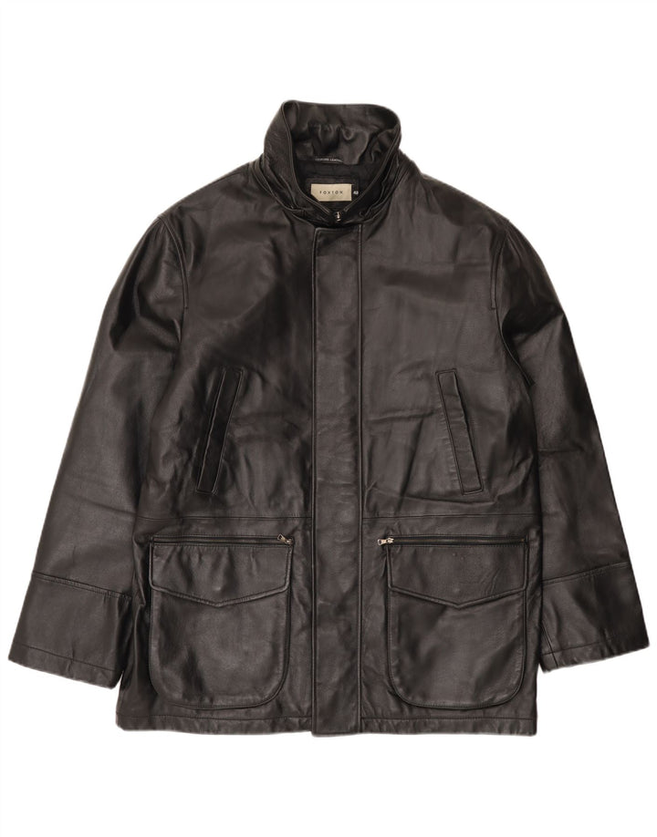 VINTAGE Mens Leather Jacket IT 48 Medium Black Leather