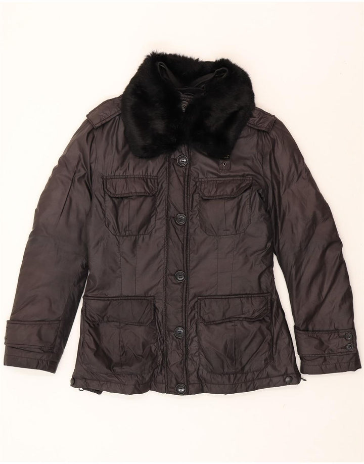 BLAUER Womens Military Jacket UK 14 Medium Grey Polyester Vintage Blauer and Second-Hand Blauer from Messina Hembry 