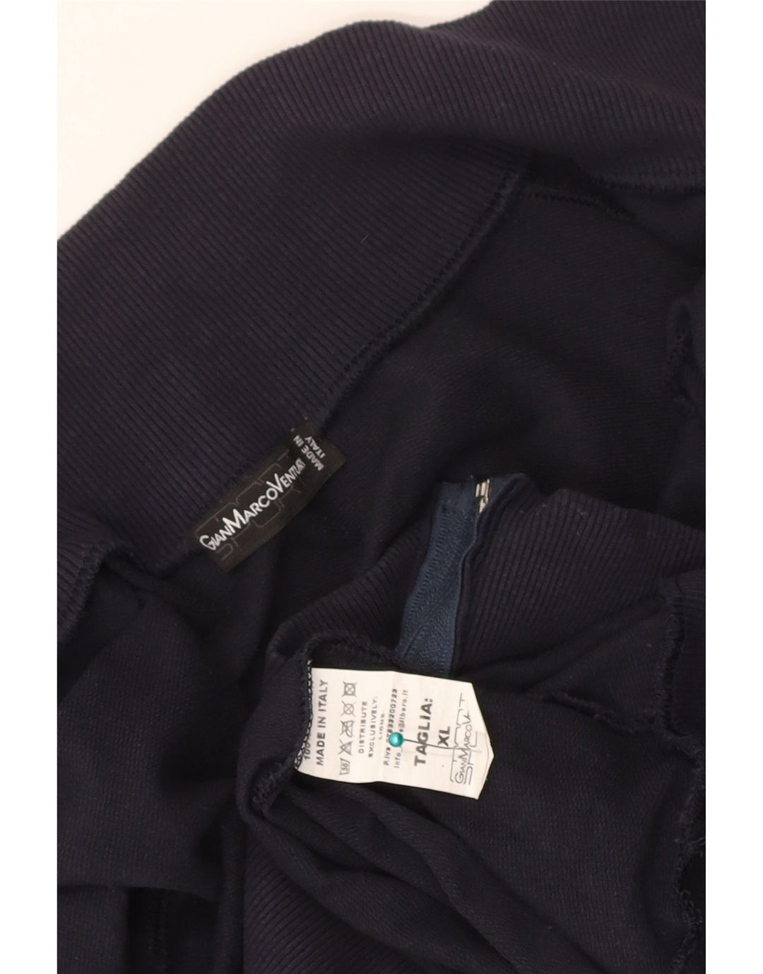 Gianmarco Venturi Mens Graphic Tracksuit Top Jacket XL Navy Blue Cotton