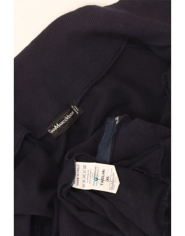 Gianmarco Venturi Mens Graphic Tracksuit Top Jacket XL Navy Blue Cotton