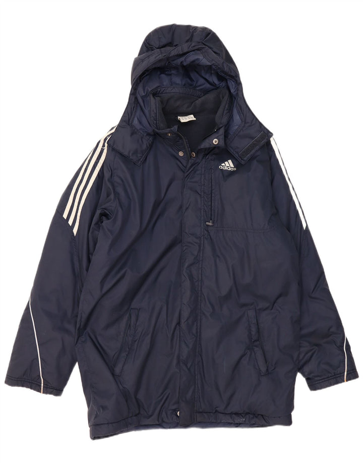 Adidas Mens Graphic Graphic Padded Coat UK 36 Small Navy Blue Polyester