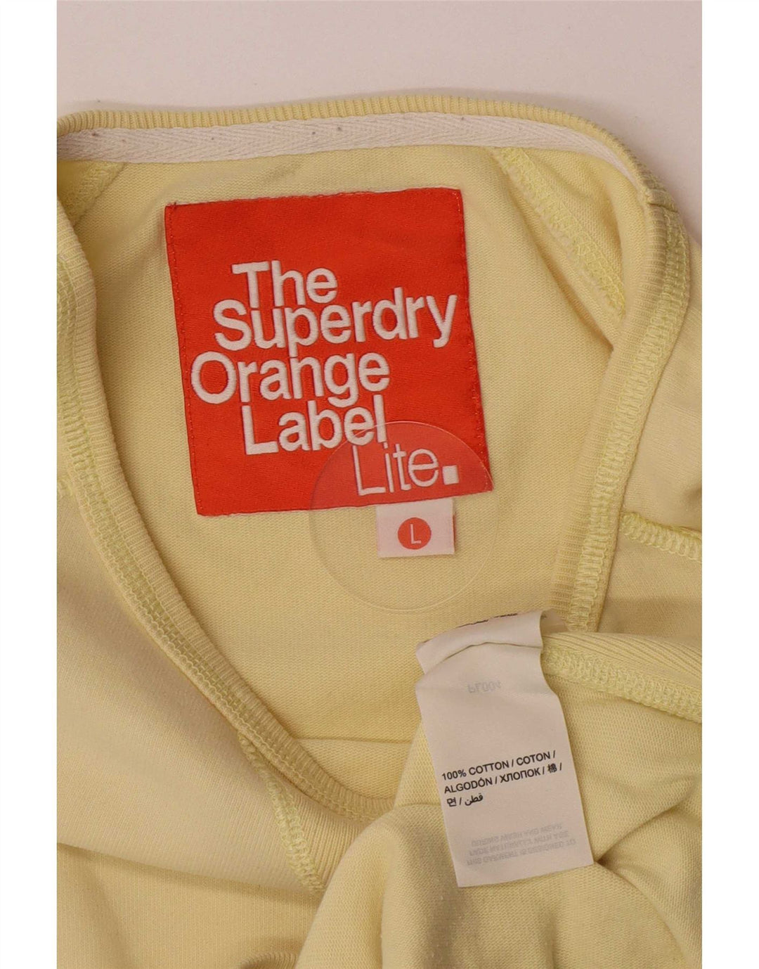 Superdry Womens Top Long Sleeve UK 14 Large Yellow Cotton