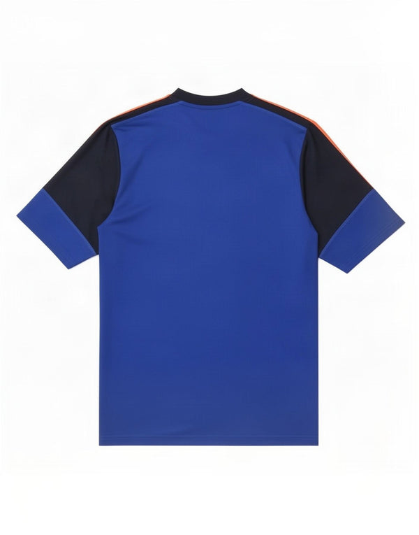 Adidas Mens Climalite T-Shirt Top Large Blue Colourblock Polyester