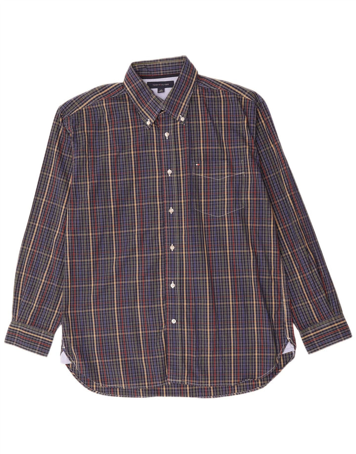 Tommy Hilfiger Mens Shirt Large Blue Check Cotton