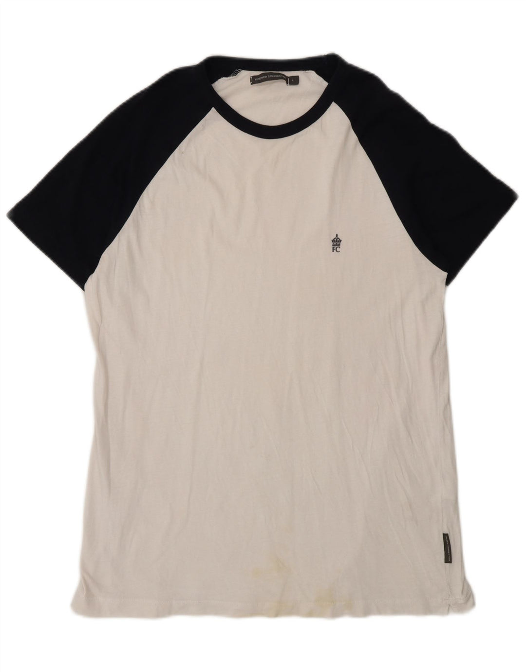 French Connection Womens T-Shirt Top Large White Colourblock Cotton