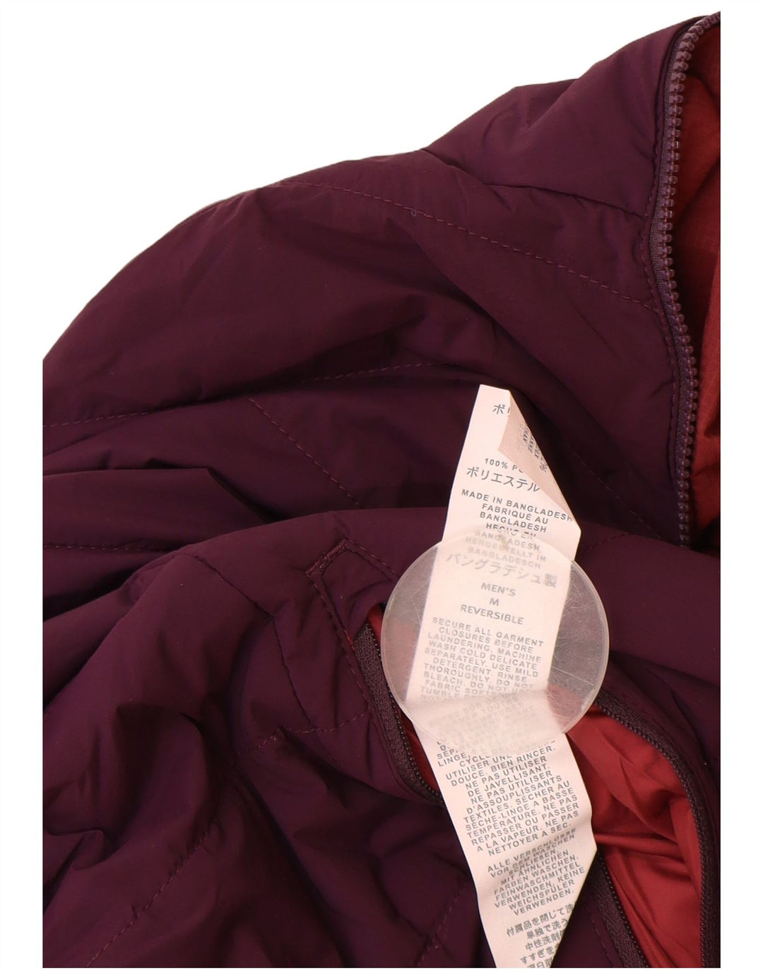 Eddie Bauer Mens Hooded Reversible Jacket UK 38 Medium Burgundy Nylon