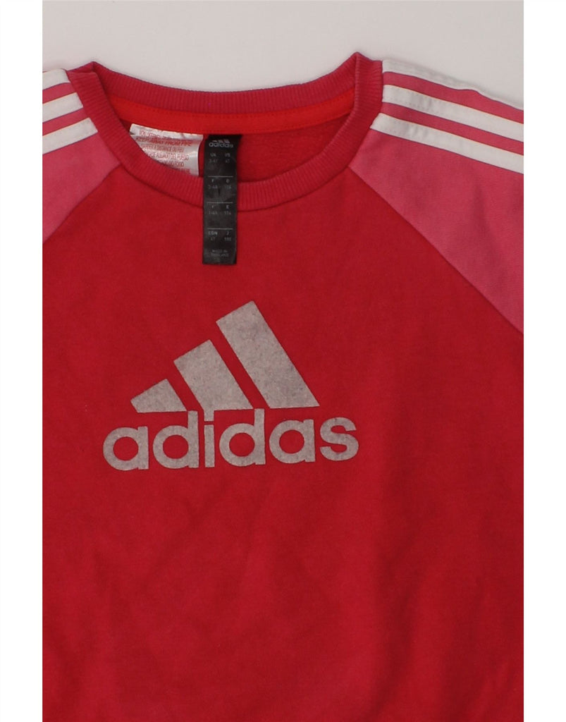 ADIDAS Girls Graphic Sweatshirt Jumper 3-4 Years Red Cotton | Vintage Adidas | Thrift | Second-Hand Adidas | Used Clothing | Messina Hembry 