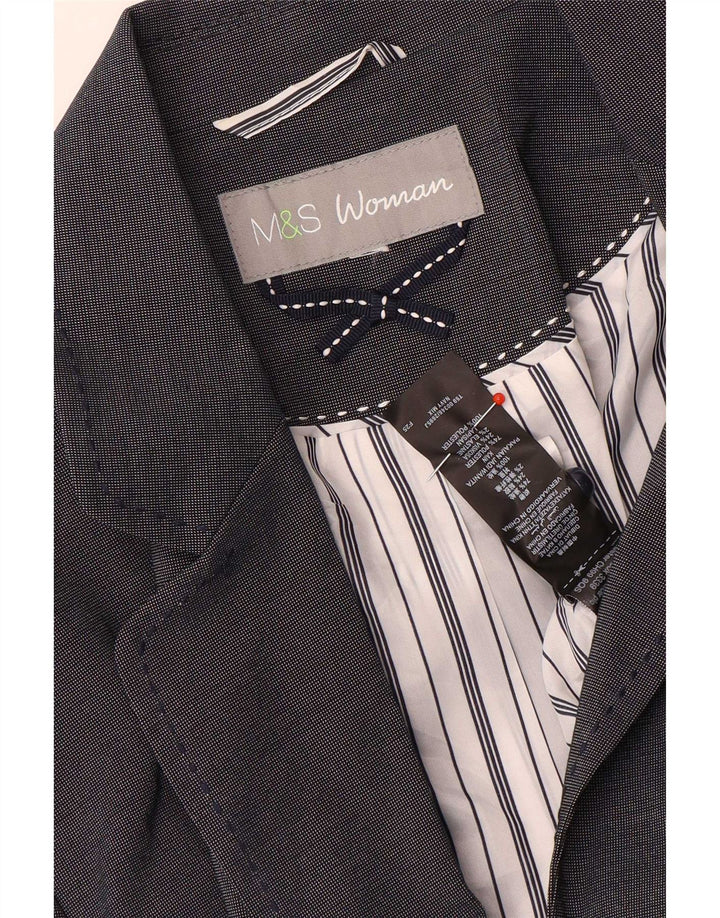 Marks & Spencer Womens 5 Button Blazer Jacket UK 18 XL Navy Blue Polyester
