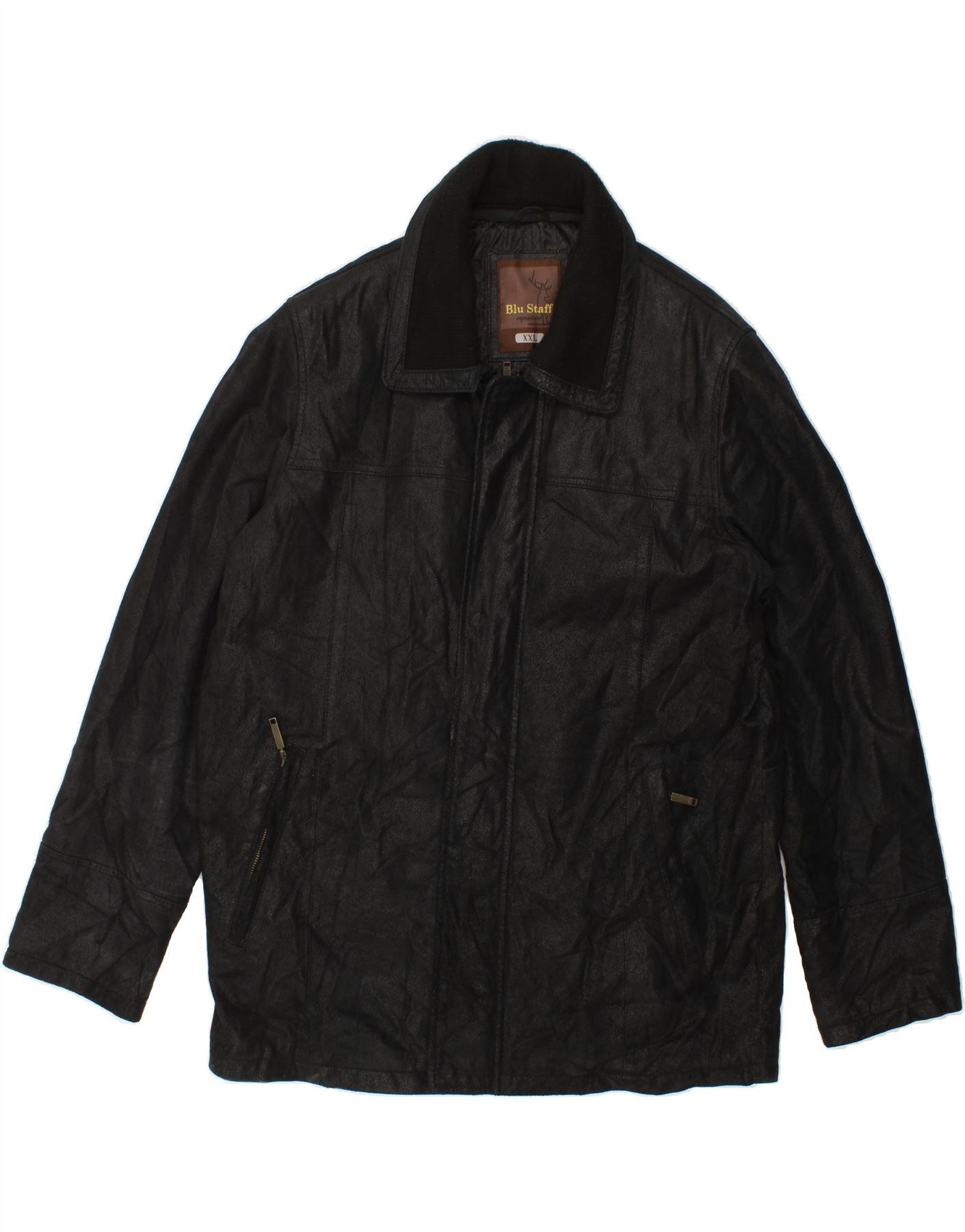 Black Leather Jacket store 2XL