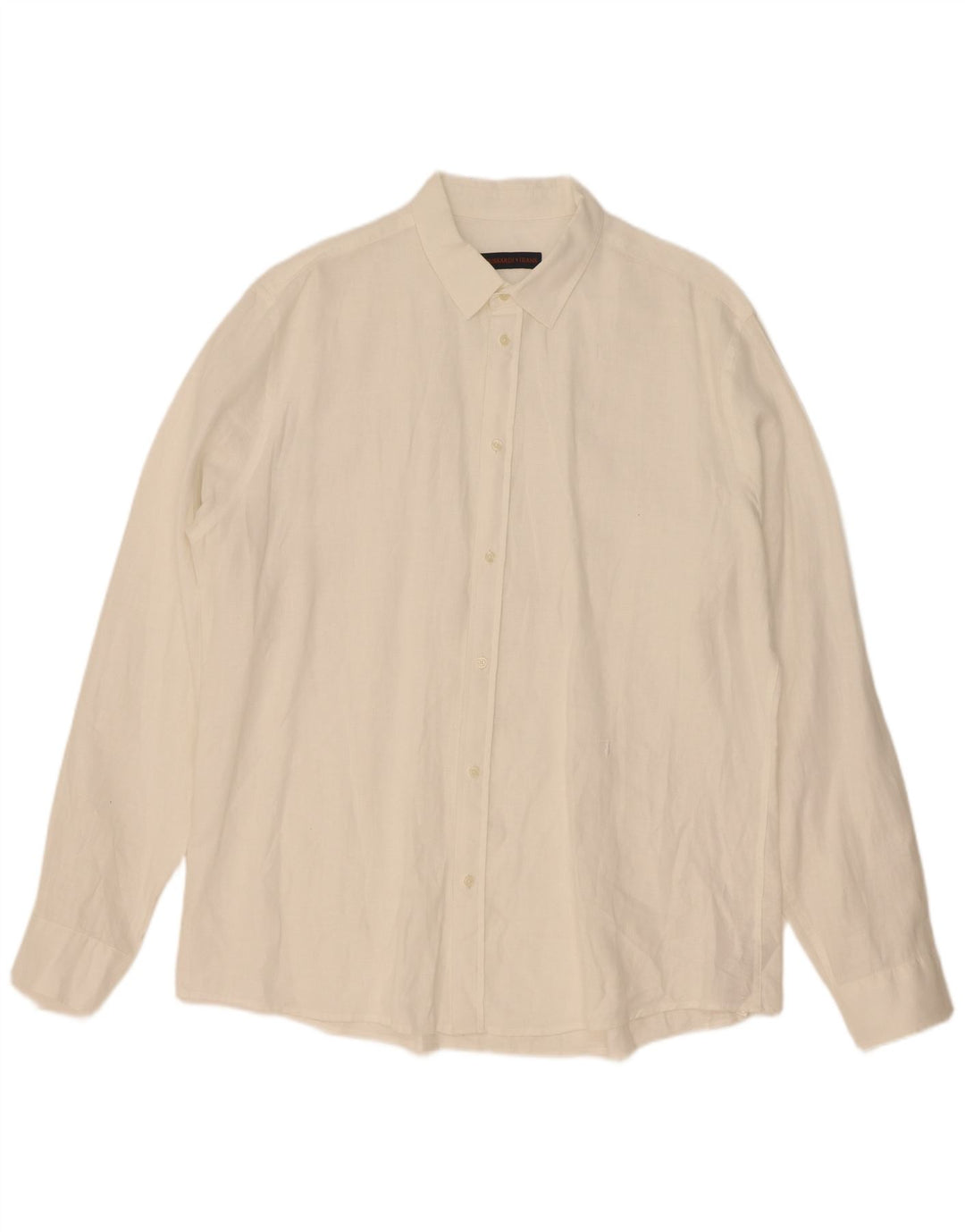 Trussardi Mens Shirt Size 43 Large White Linen