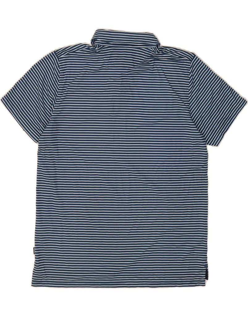 ROHAN Mens Polo Shirt Medium Blue Striped Polyester Vintage Rohan and Second-Hand Rohan from Messina Hembry 