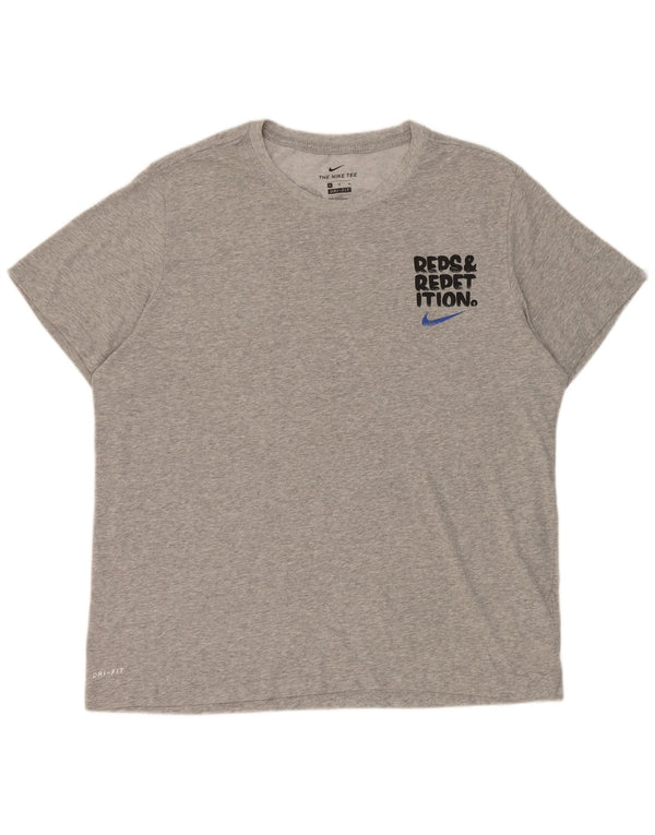 Nike Mens Dri Fit Graphic T-Shirt Top XL Grey Flecked Cotton