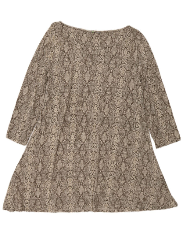 Marks & Spencer Womens Long Sleeve A-Line Dress UK 16 Large Gold