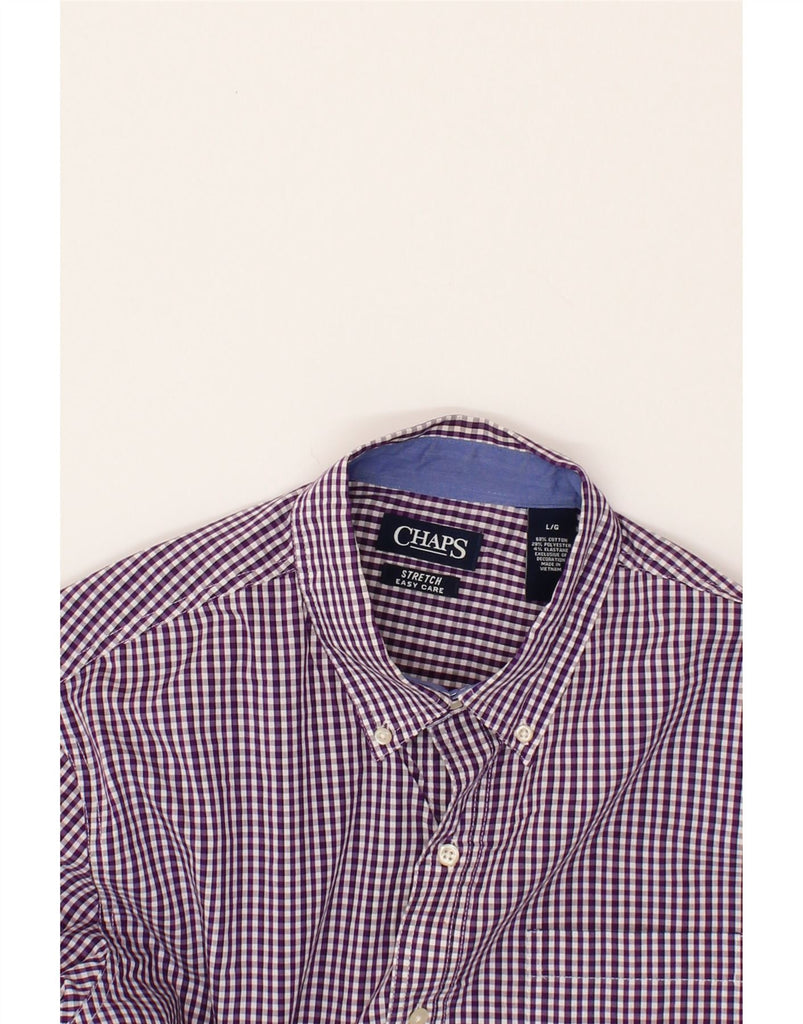 CHAPS Mens Easy Care Shirt Large Purple Gingham Cotton Vintage Chaps and Second-Hand Chaps from Messina Hembry 