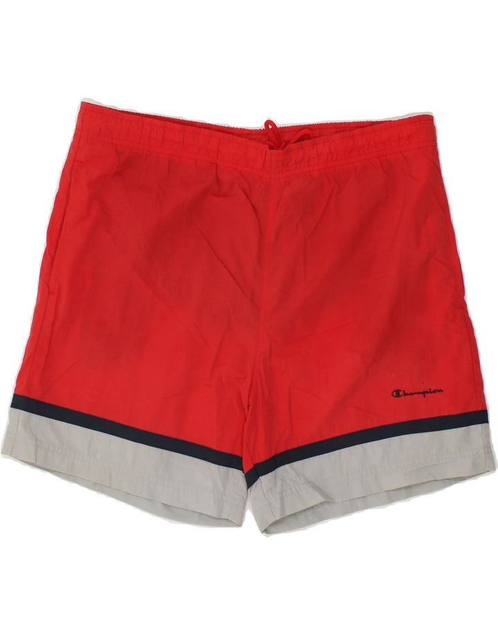 CHAMPION Mens Swimming Shorts Large  Red Colourblock Polyester Vintage Champion and Second-Hand Champion from Messina Hembry 