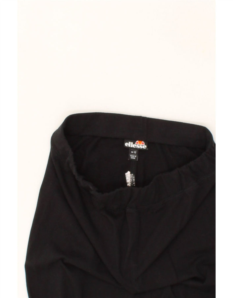 ELLESSE Womens Graphic Leggings UK 12 Medium  Black Cotton Vintage Ellesse and Second-Hand Ellesse from Messina Hembry 