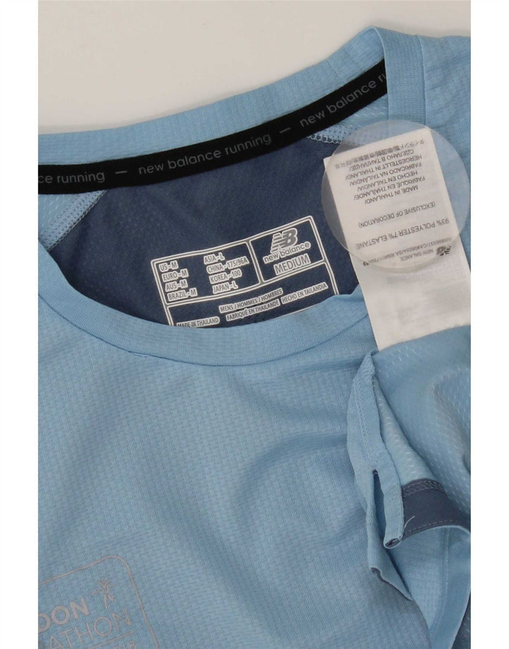New Balance Mens T-Shirt Top Medium Blue Colourblock Polyester