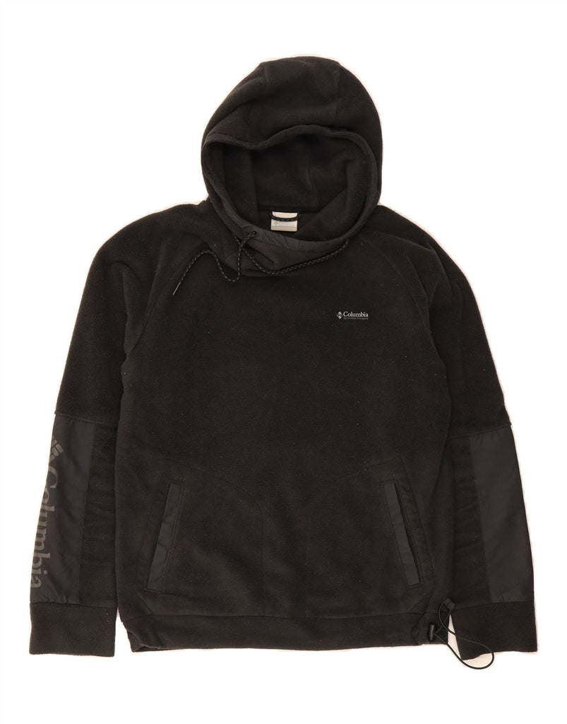 COLUMBIA Mens Hooded Fleece Jumper Medium Black Cotton Vintage Columbia and Second-Hand Columbia from Messina Hembry 
