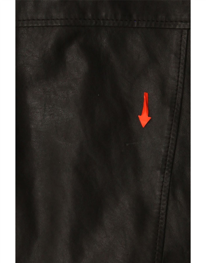 Vintage Womens Leather Jacket IT 42 Medium Black Leather