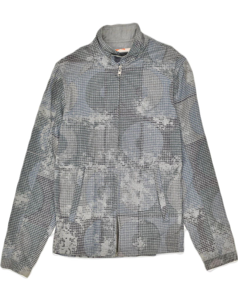 DESIGUAL Womens Bomber Jacket UK 12 Medium Grey Geometric Cotton | Vintage Desigual | Thrift | Second-Hand Desigual | Used Clothing | Messina Hembry 