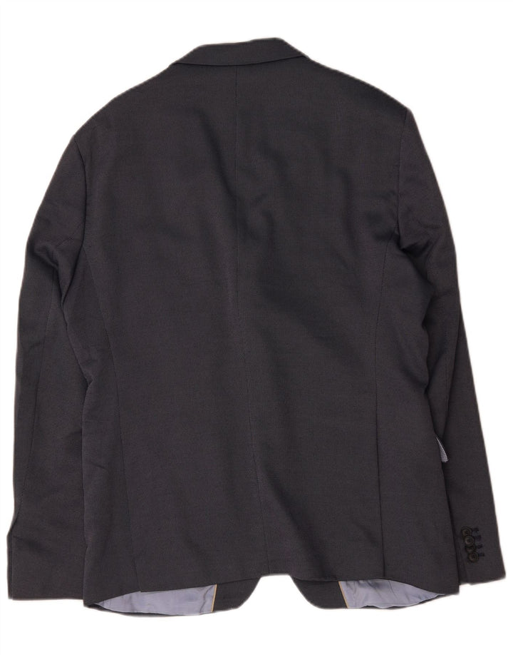 Zara Mens 2 Button Blazer Jacket EU 54 XL Navy Blue Polyester