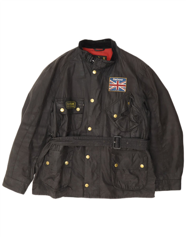 Barbour Mens Waxed Cotton Jacket UK 42 XL Black