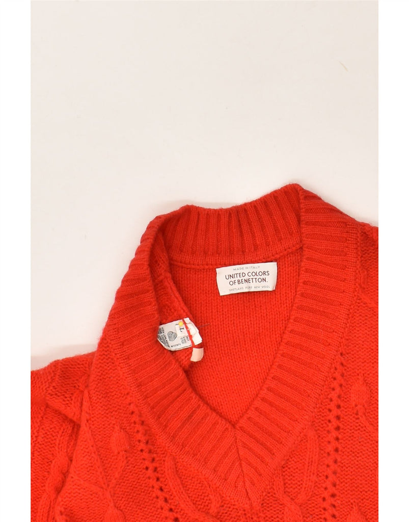 BENETTON Womens V-Neck Jumper Sweater UK 16 Large Red | Vintage Benetton | Thrift | Second-Hand Benetton | Used Clothing | Messina Hembry 