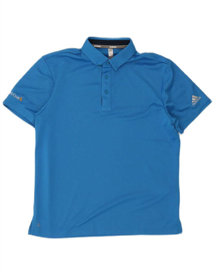 Adidas Mens Polo Shirt Large Blue Polyester