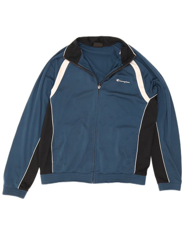 Champion Mens Tracksuit Top Jacket Large Blue Colourblock Polyester