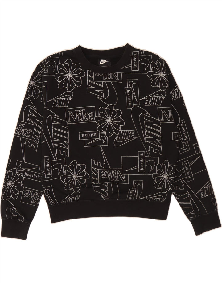 NIKE Womens Oversized Graphic Sweatshirt Jumper UK 6 XS Black Cotton Vintage Nike and Second-Hand Nike from Messina Hembry 