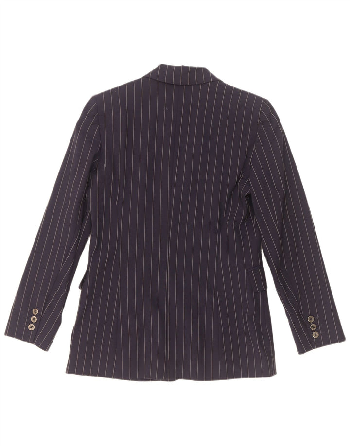 Belfe & Womens 3 Button Blazer Jacket IT 42 Medium Navy Blue Pinstripe Wool