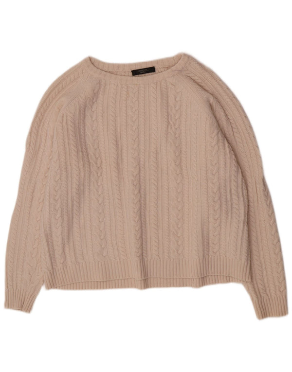 Max Mara Womens Loose Fit Boat Neck Jumper Sweater UK 16 Large Off White