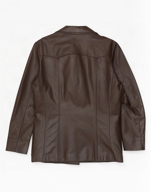 Monza Mens 3 Button Leather Blazer Jacket UK 38 Medium Brown